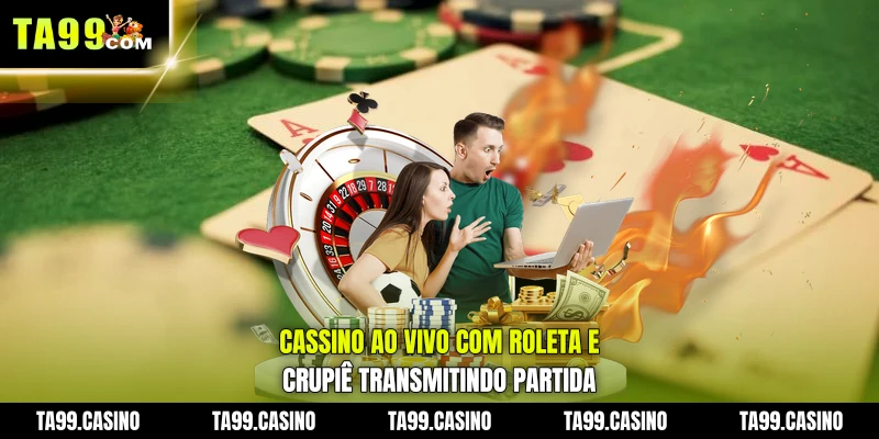 Cassino ao vivo com roleta e crupiê transmitindo partida