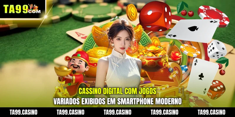 Cassino digital com jogos variados exibidos em smartphone moderno