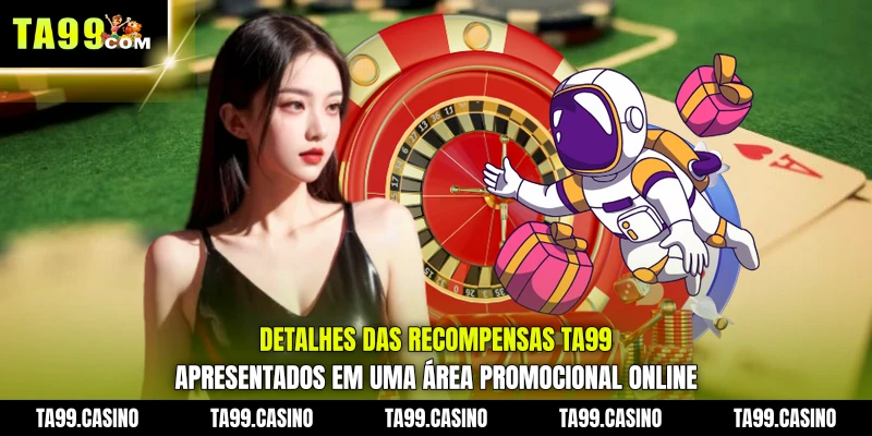 Detalhes das Recompensas TA99 apresentados em uma área promocional online Detalhes das Recompensas TA99 apresentados em uma área promocional online